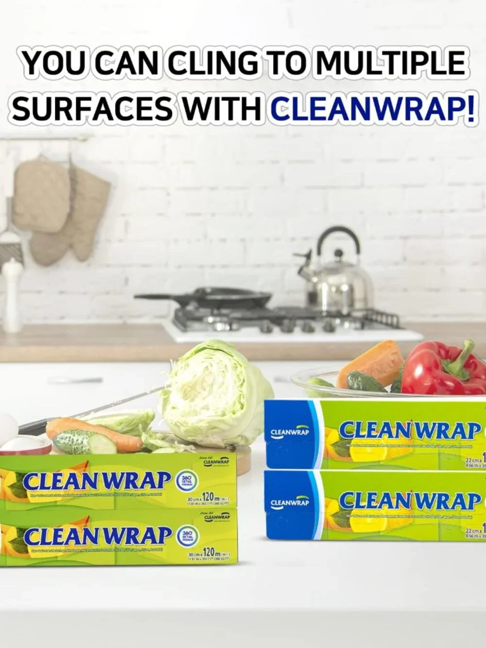 Plastic Wrap 3 Pack 8.66in x 393.7ft